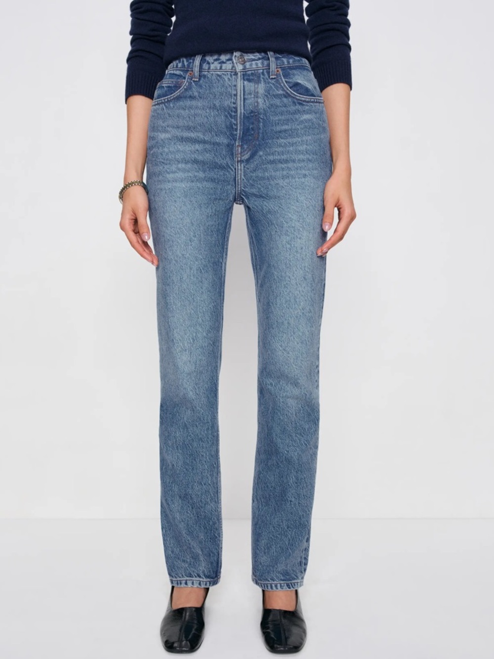 REFORMATION Cynthia High Rise Straight Jeans Size 23 NWT Colorado Blue Wash - Picture 10 of 13